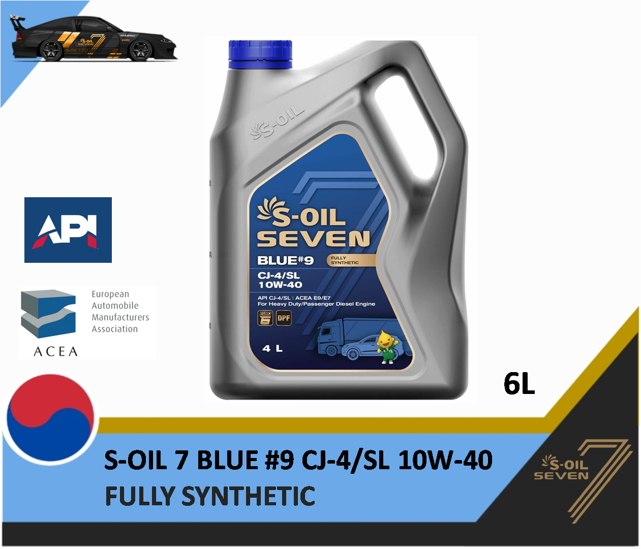 S-OIL 7 BLUE #9 CJ-4/SL 10W-40 6L